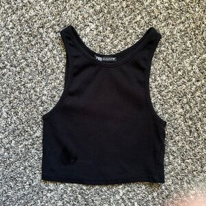 Zara Black Ribbed Crop Top Tank Top